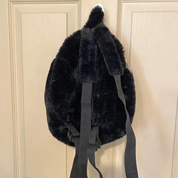 Cute and Soft Black and White Mini Fur Backpack - Picture 2 of 6